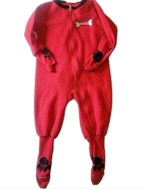 VTG Y2K Clifford The Big Red Dog Fleece Pajamas Pajama Sleeper Zipper 12 Month